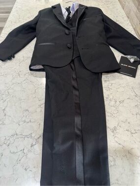 Black Blazer & Tuxedo Pants Set -